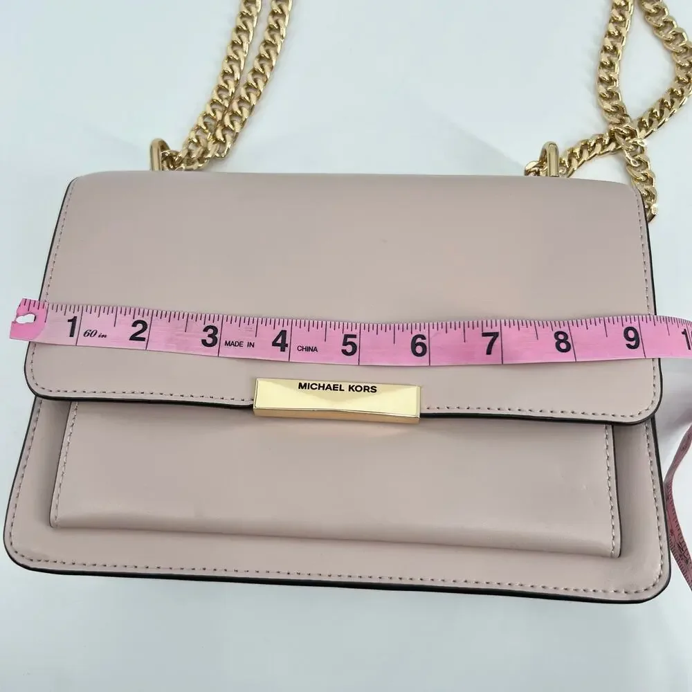 Michael Kors Jade Light Pink Smooth Leather Shoulder Bag & wallet gold hardware